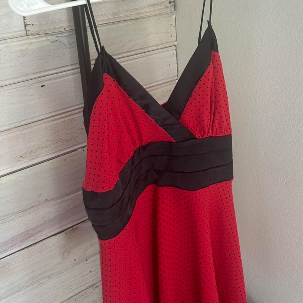 Elegant Red and Black Polka Dot Dress
